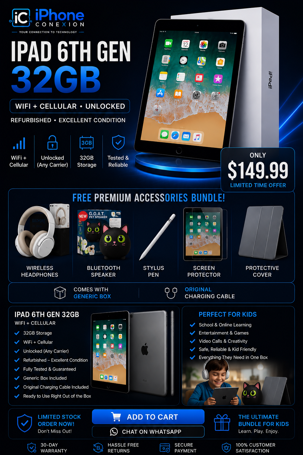 iPad 6th Gen 32GB + Premium Accessories Bundle